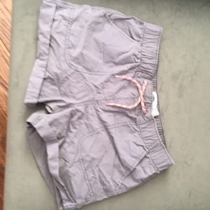 Gray shorts.